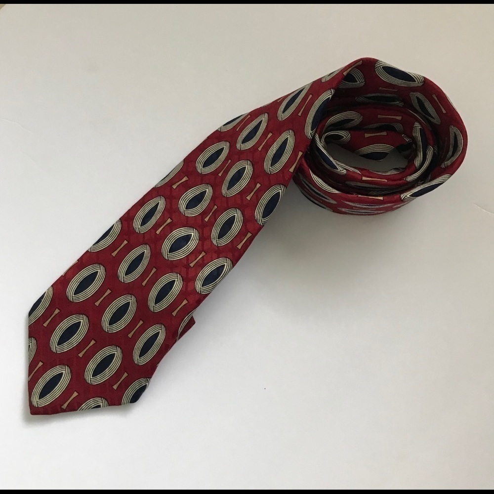 Lands’ End Necktie Red Black Silk Men’s Neck Tie